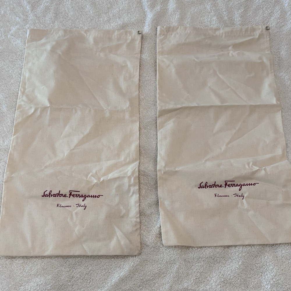 SALVATORE FERRAGAMO Drawstring Dust-Bag Shoe Bags 17" X 8" ‎ Set Of 2